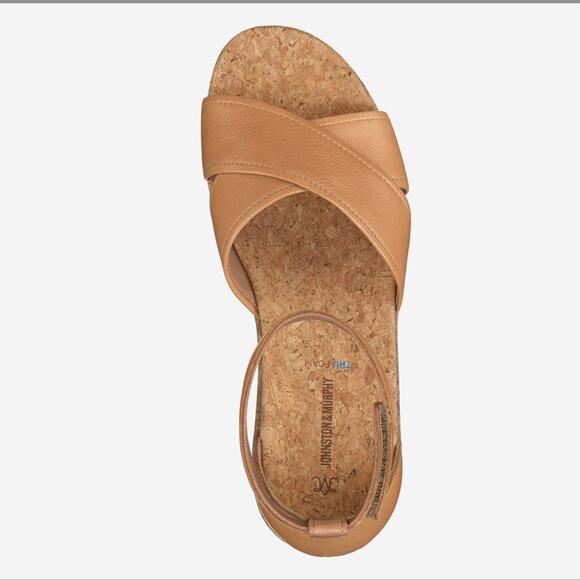 NWT Johnston and Murphy tan calfskin Gigi Cross-Band Sandal - Picture 3 of 11